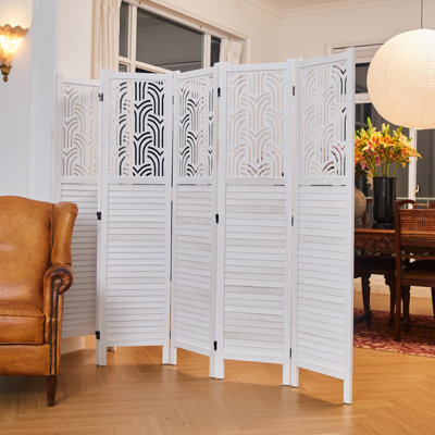 66.9''H Room Divider Paulownia Wood Carved Privacy Screens, Modern minimalist style Separation Wall