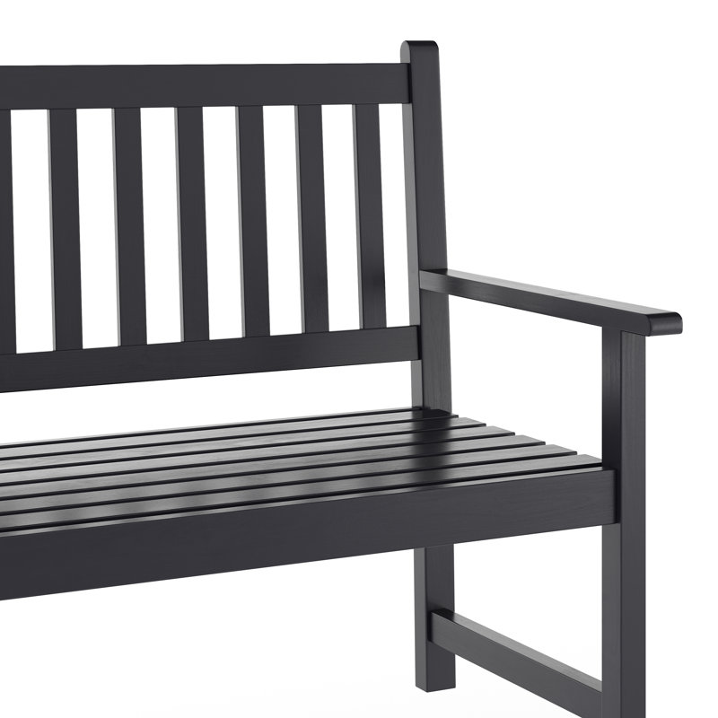 Commercial Indoor/Outdoor 2-Person Patio Acacia Wood Bench Loveseat, Black