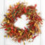 Couronne de baies artificielles 15,7 po avec baies mélangées, feuilles d'automne et blé - Décoration de porte de l'Action de grâce