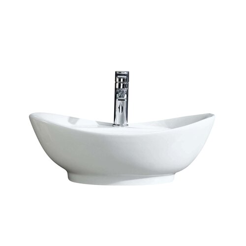 Fine Fixtures Modern Glossy White Ceramic Oval Vessel Bathroom Sink ...