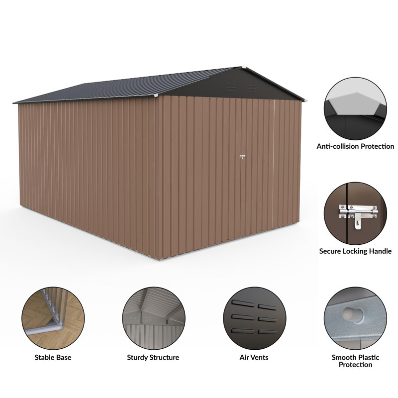 Remise de rangement extérieure 8 x 10 pi en métal avec structure mise à jour, rangement d'outils temporaire pour la cour arrière extérieure et imperméable pour le rangement des vélos