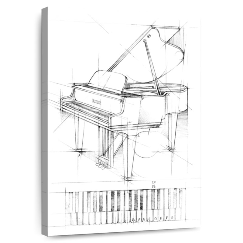 Abarca Piano Sketch, 51" H x 34" W