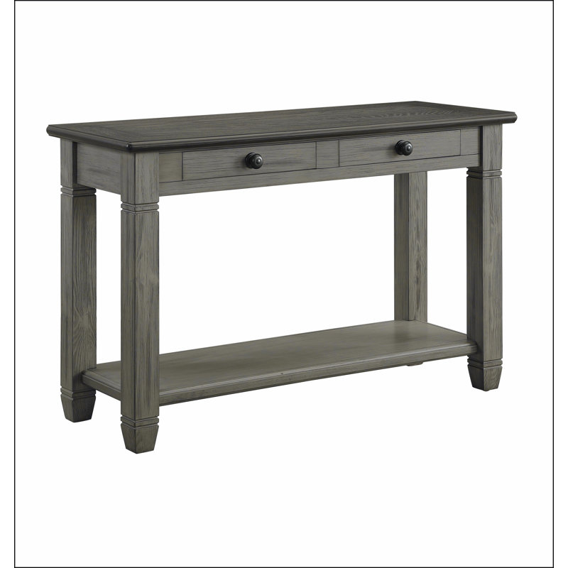 Coffee and Antique Gray Finish 1pc Sofa Table with 2 Drawers Bottom Shelf Wooden Living Room Furniture