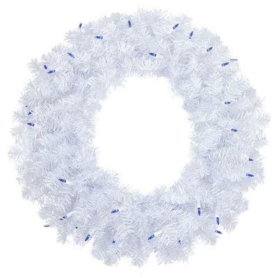 Couronne de Noël artificielle pré-éclairée en pin blanc Woodbury