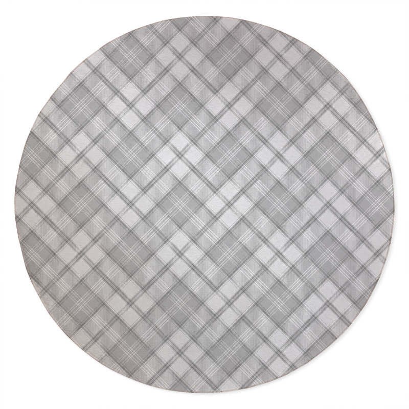 Diamond Plaid Non-Slip Outdoor Rug, Round 5'