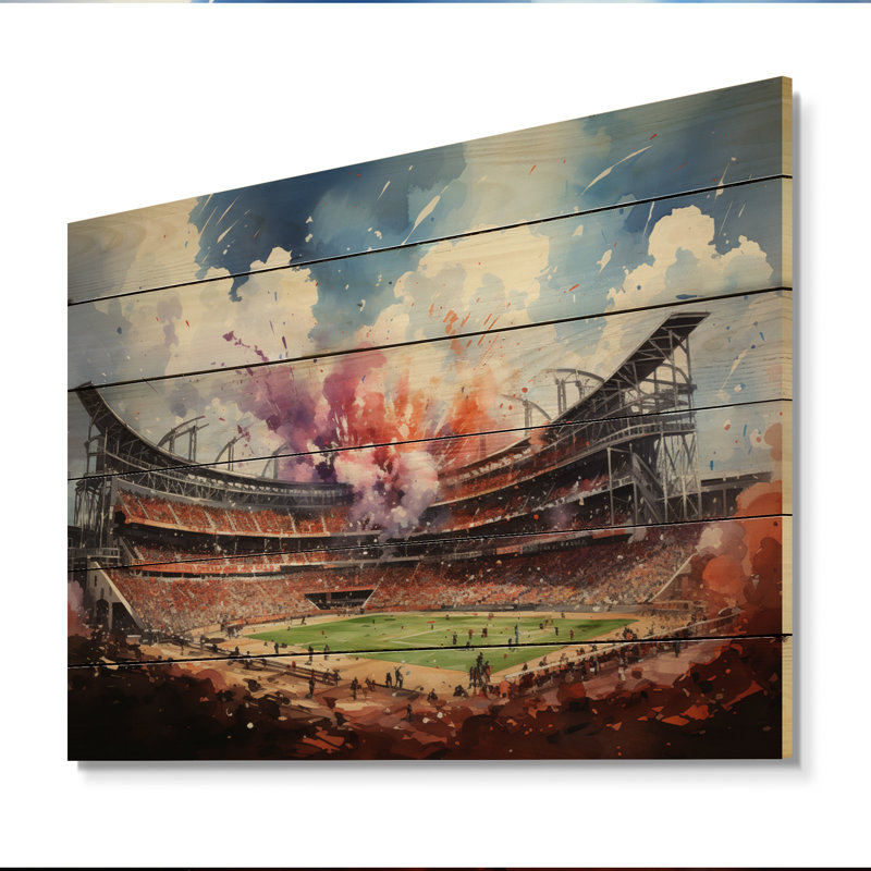 Sport Stadium in Spotlight V - impression sur bois sans cadre, H 30 po x l 40 po x P 0,78 po