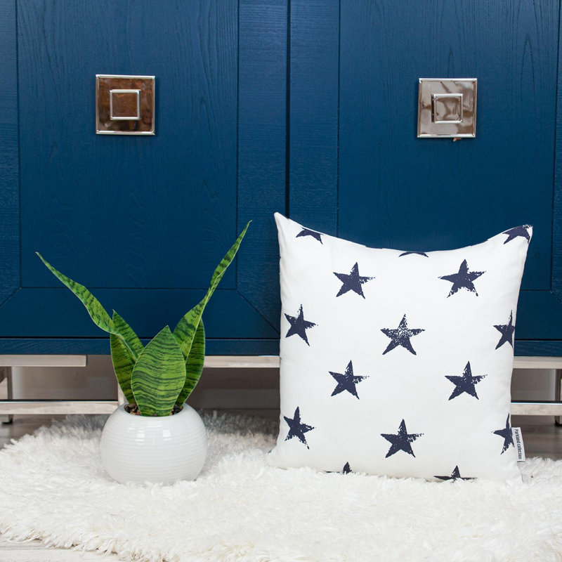 Parkland Collection Transitional Stars White Square 16" x 16" Pillow