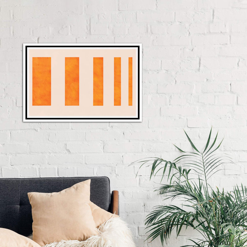 " Orange Levies ", White Framed Canvas, 26" H x 40" W x 1.5" D