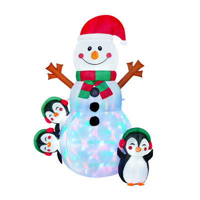 6ft Christmas Snowman Penguin Inflatable with Build-in Multicolor LEDs