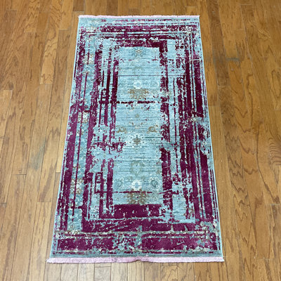 Tapis turc en laine et en soie à motif moderne effacé Williston Forge