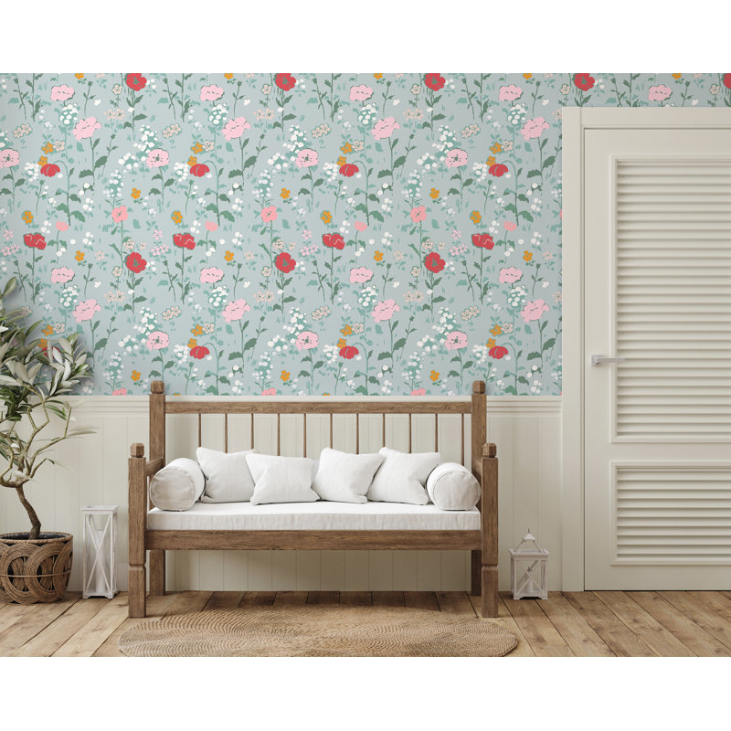 Paule Marrot Floral Wallpaper Double Roll, Slate Blue