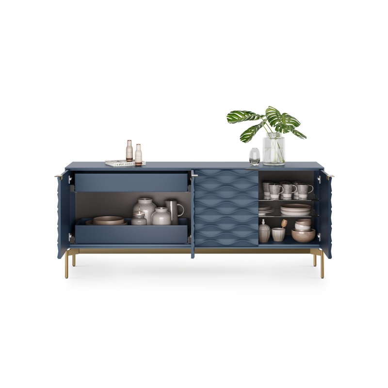 Ripple 79.5'' W Sideboard, Ocean/Brushed Brass