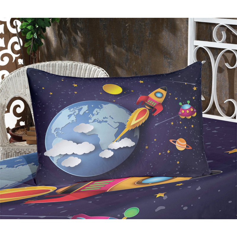 Multicolore ensemble de draps et taies décoratives Ambesonne Space, Ensemble de draps pour très grand lit californien