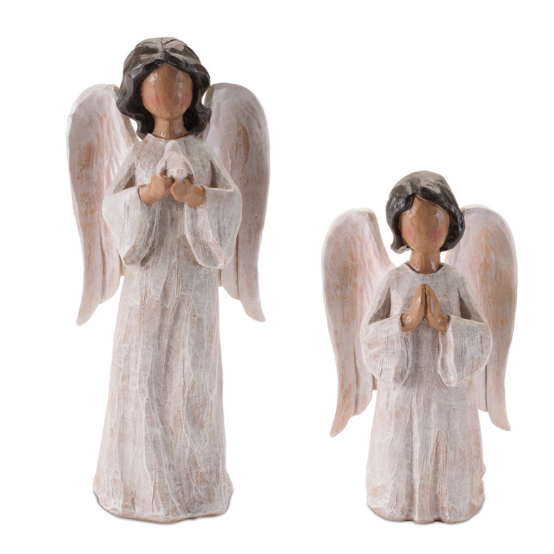 Figurines d'ange priant au fini neutre doux