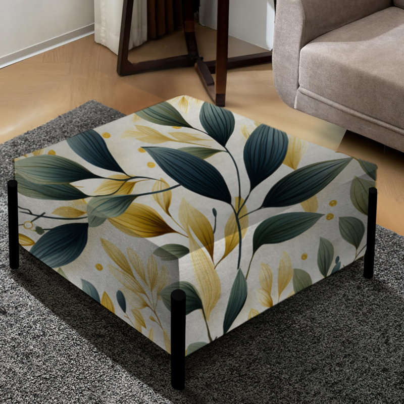 Grand repose-pieds carré Tranquil Leaves III - Plants