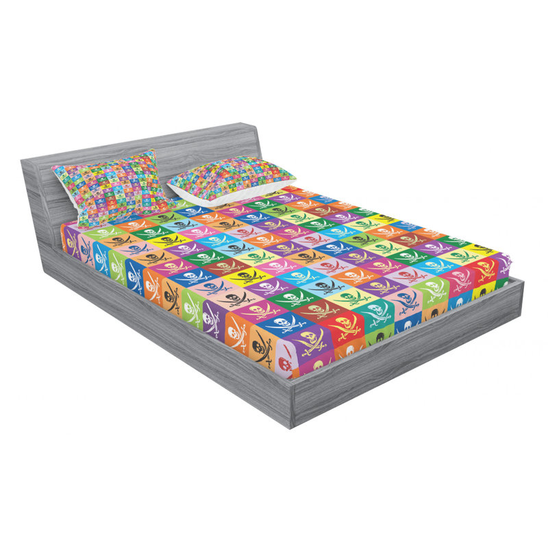 Microfiber Geometric Sheet Set, Full Sheet Set + Fitted Sheet + 2 Pillowcases