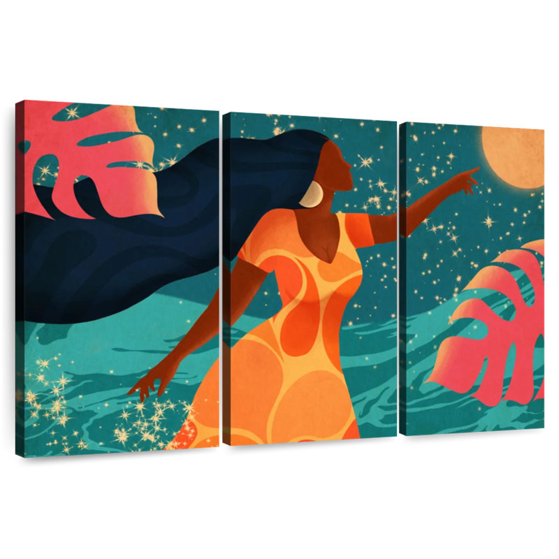 Leisha Latina chassant le clair de lune, H 36 po x l 57 po