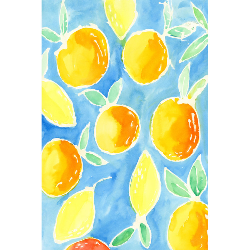 Summer Citrus I - Painting, 122 cm H x 81 cm W, Black Floater Framed