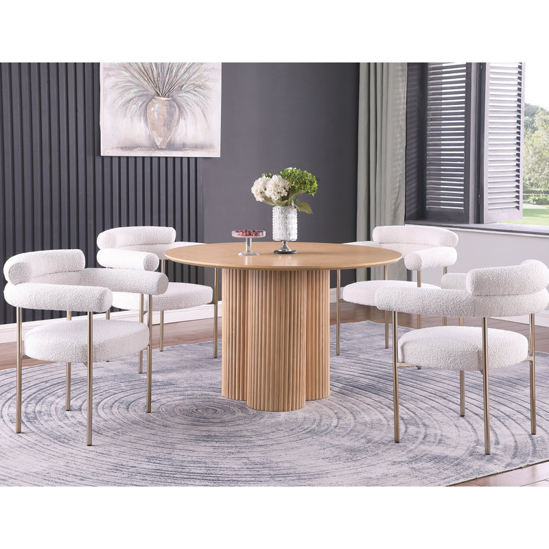 Shloima 19'' H Upholstered Metal Armchair, Cream, Gold