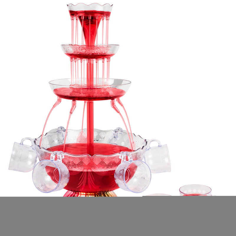 Fontaine de fête à 3 niveaux avec éclairage Nostalgia, capacité de 1,5 gallon, base à DEL et 8 tasses réutilisables