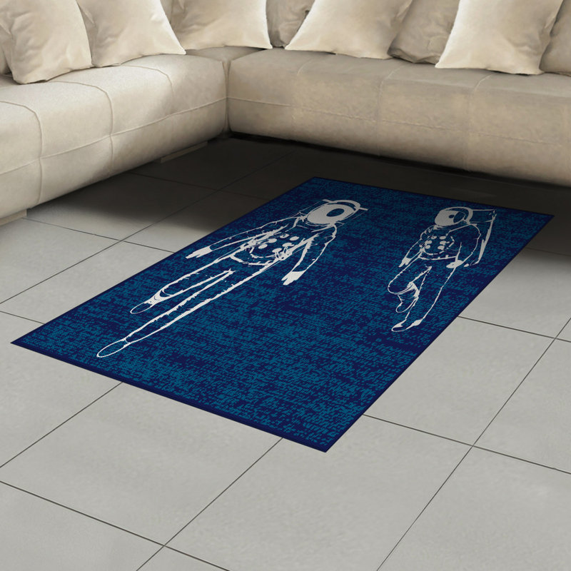 Tapis décoratif à longues fibres en polyester à haute densité Astronaut, Rectangle— 4 pi x 5 pi 8 po