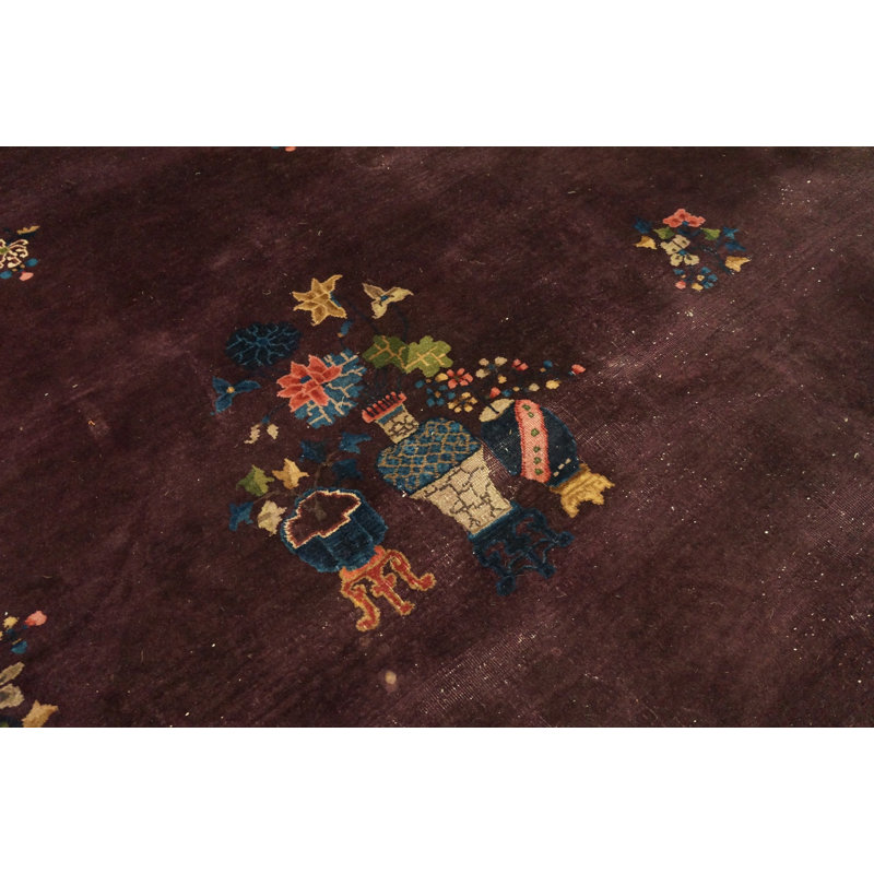 Hand Knotted Wool Area Rug in Purple