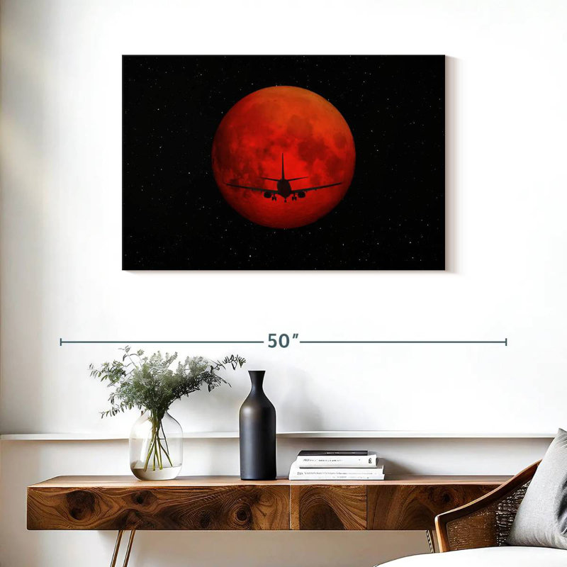 Oberle Red Dark Airplane, 24" H x 36" W