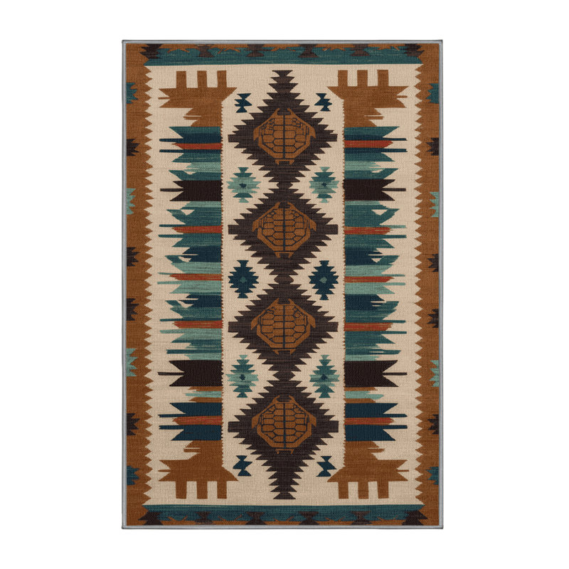 Washable Desert Tortoise Southwestern Area Rug, Rectangle 6' x 9'