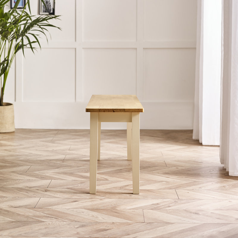Alcazar Solid Wood Dining Bench - Traditional Rustic Farmhouse Kitchen Style, Oak/Cream, 45cm H x 120cm W x 30cm D