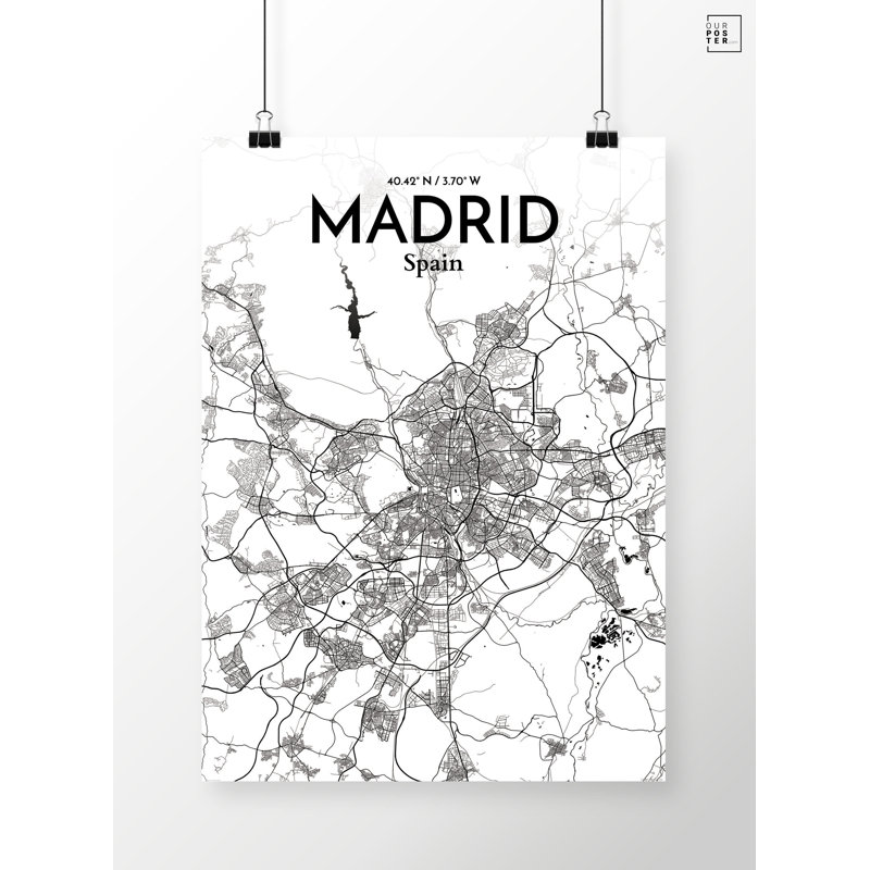 " Madrid City Map ", 24" H x 18" W