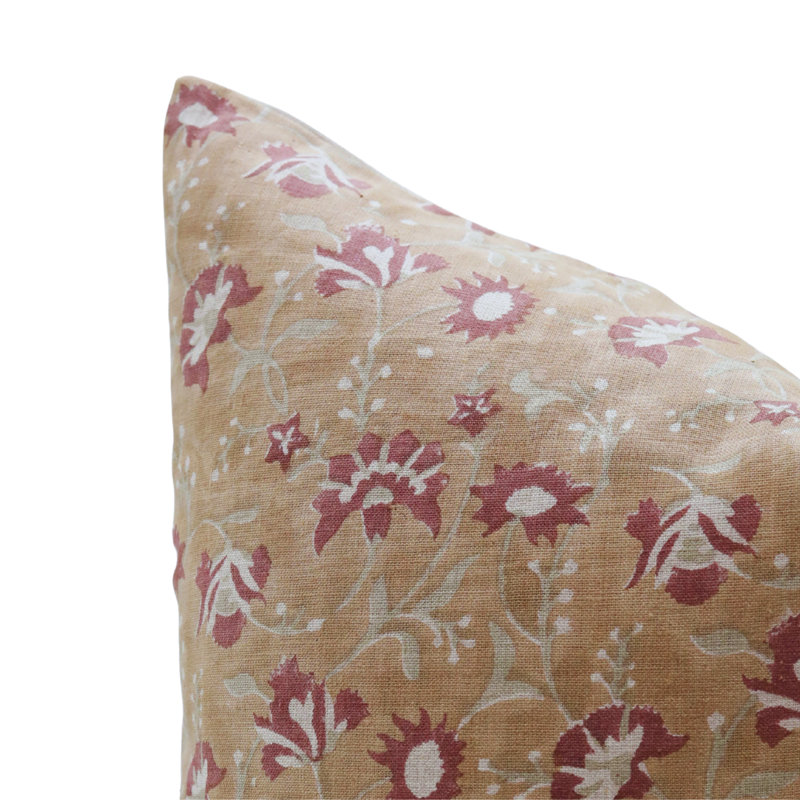 Housse de coussin imprimé à la main, housse de coussin bohémien de 16 x 16 pouces, coussin décoratif en lin, décoration artisanale faite à la main Fabividine Nayab 