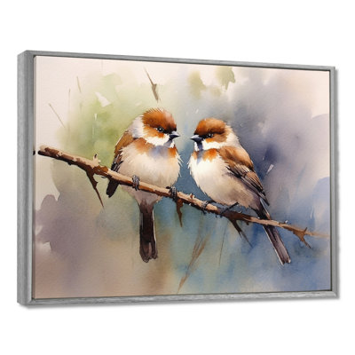 Oiseau moineau beige et brun - art mural oiseau