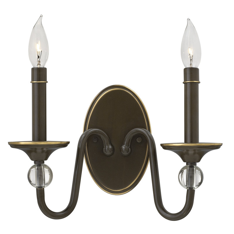 Eleanor 2-Light Candle Wall Light, Light Oiled Bronze