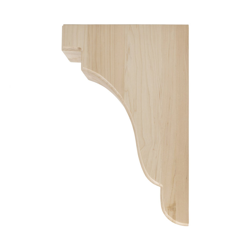 14 in x 3 in x 9 in Unfinished Large Solid Traditional Plain Wood Bracket Corbel, Hard Maple