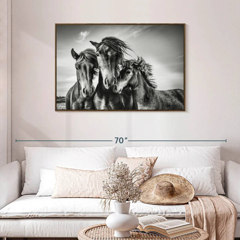 Chevaux Lemvig, 43 po x 29 po, Cadre flottant noyer