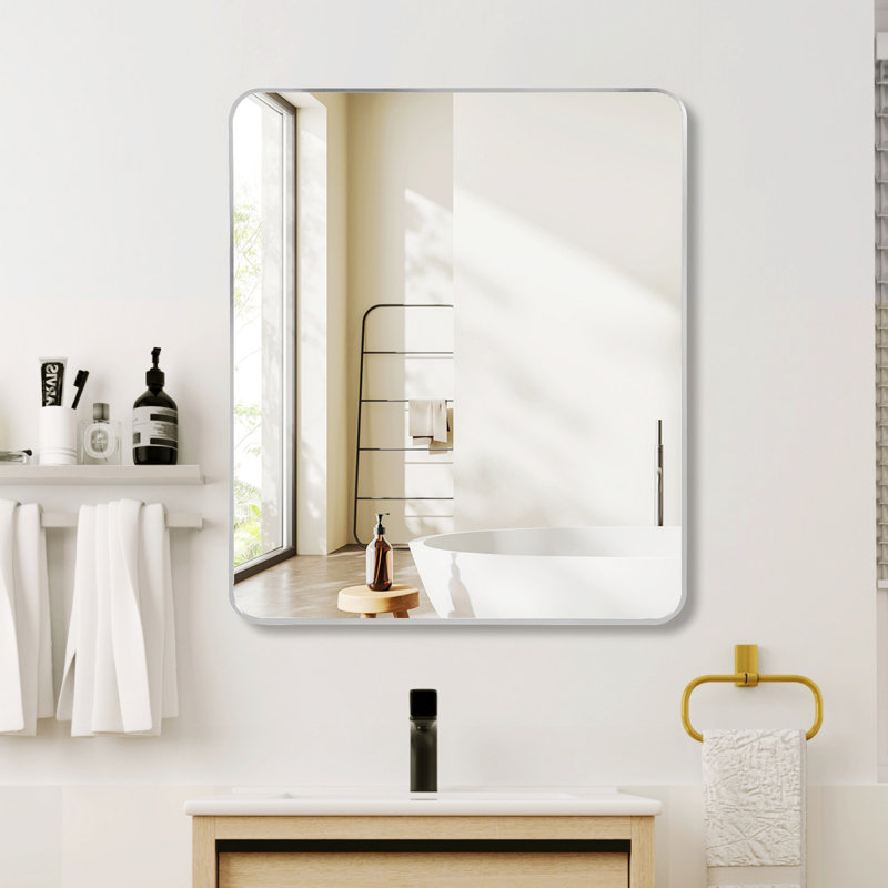 Miroir décoratif contemporain pour salle de bain, Argent argent