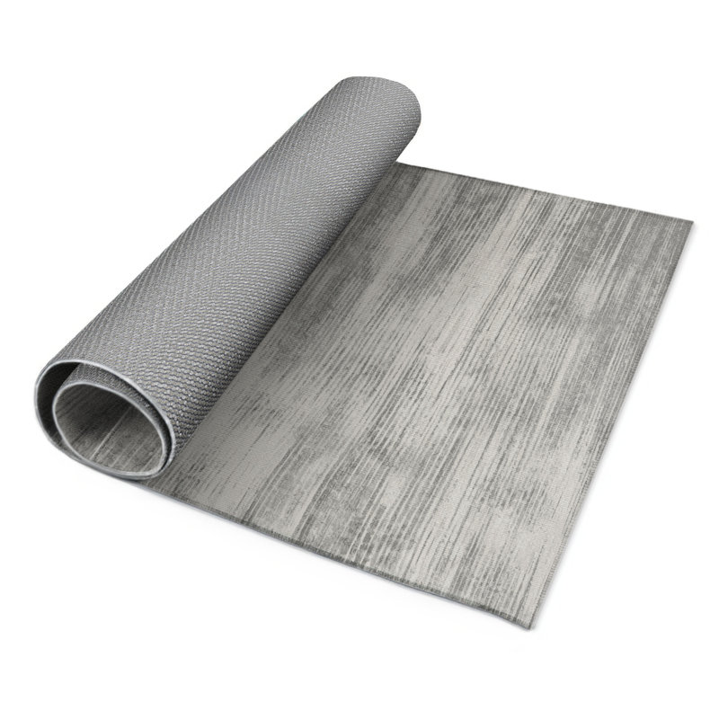 Tapis gris abstrait intérieur et extérieur, Rectangulaire 3 pi x 5 pi