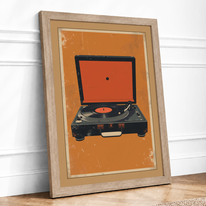 Red Vinyl Reverie Retro - Framed Print, Oak, A3 - 42.0 x 29.7 cm
