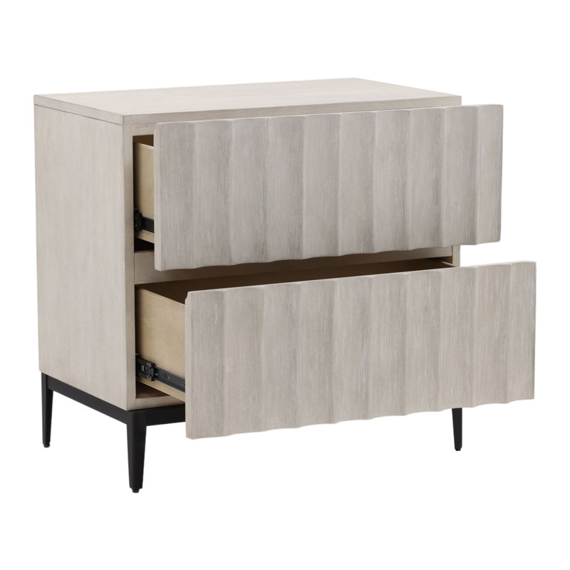 Silvia 2-Drawer Rubberwood Nightstand, Light Gray