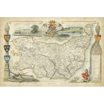 Map Of Suffolk - Wrapped Canvas Print
