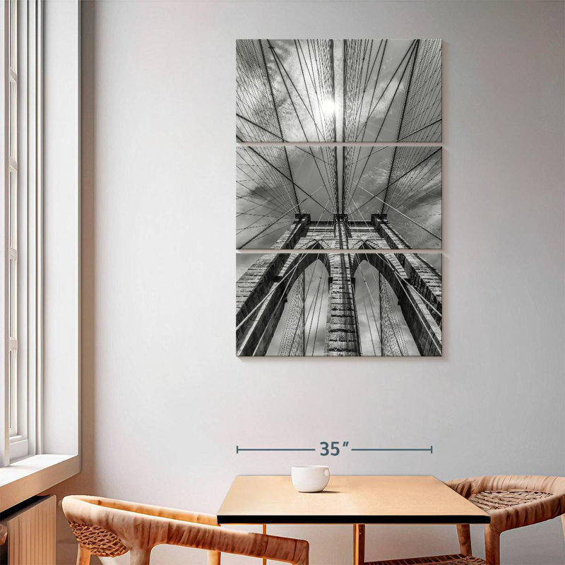 Lilie Brooklyn Bridge Structure Sky View, 65" H x 42" W