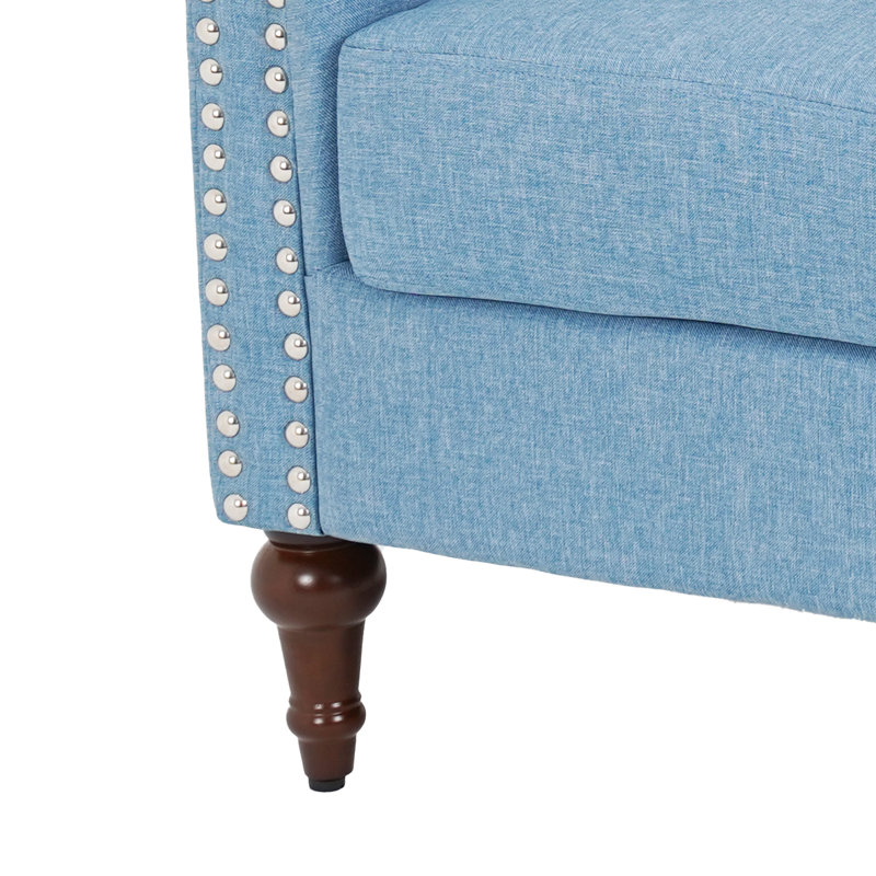 Fauteuil d'appoint capitonné de 29,9 po Abcde, Lin bleu