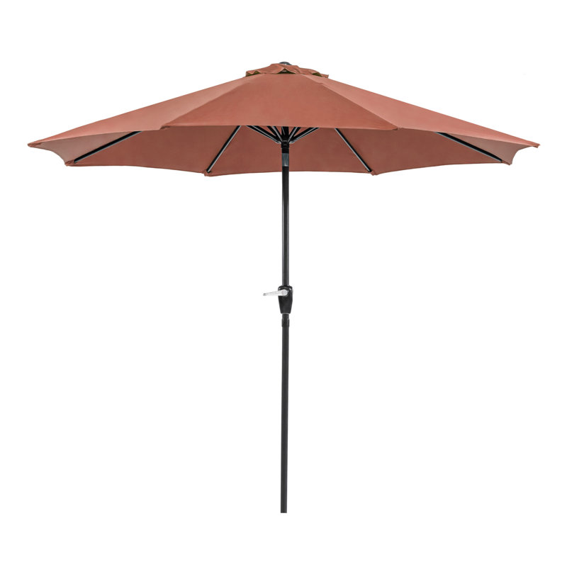 Parasol extérieur 9 'avec inclinaison automatique + base ronde 21 ", Rouge