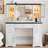 Modern Vanity Desk With HD Lighted Mirror & Power Outlet, Vanity Table With Storage Cabinet & 7 Drawers, with Brightness Lighting-842273616