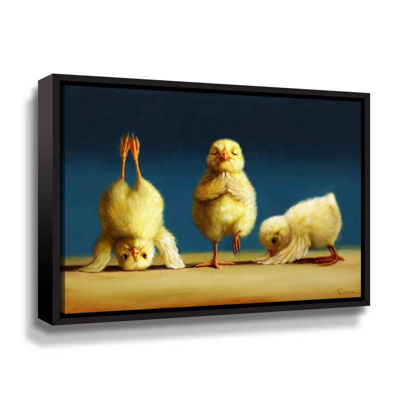 " Yoga Chicks ", Black Framed Canvas, 8" H x 10" W x 2" D