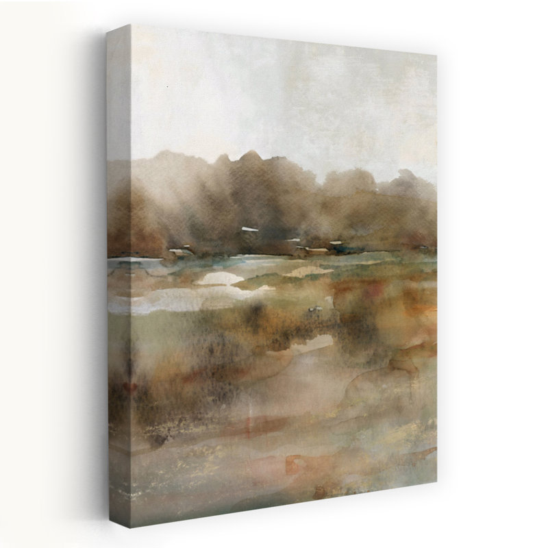 Art mural de paysage contemporain contemporain abstrait subtil, H 18 po x l 12 po