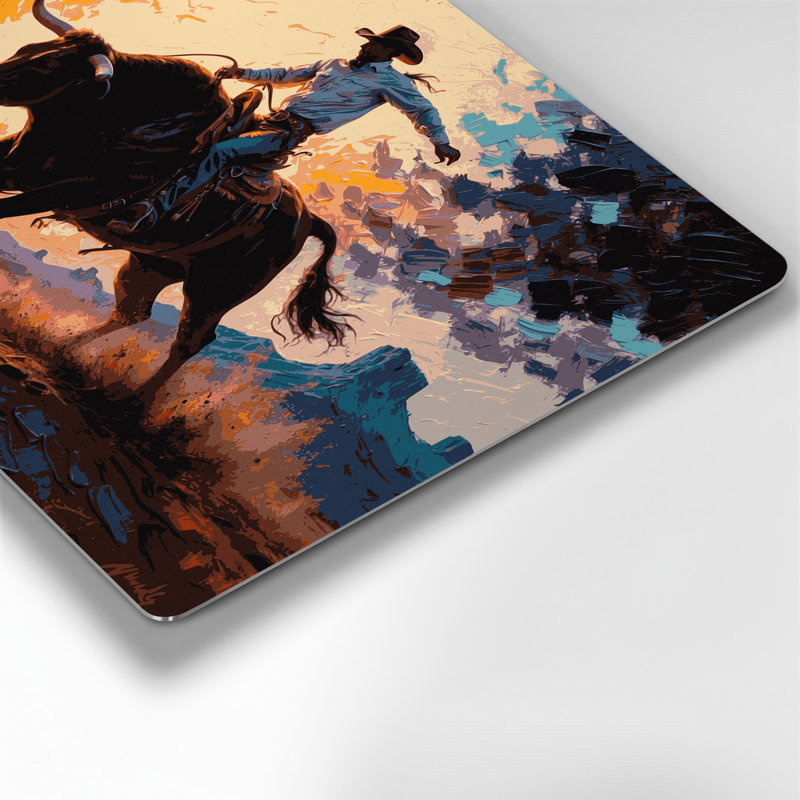 Art mural en métal noir de style sud-ouest Bull Rider 9, H 240 po x l 240 po x P 0,05 po