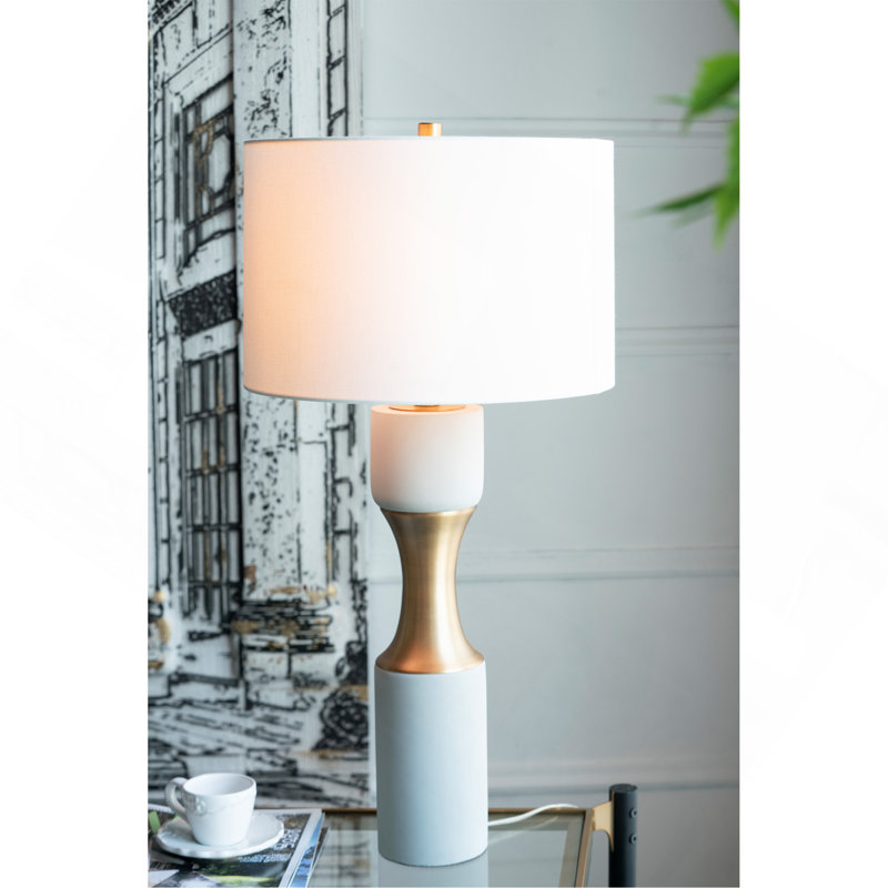15X15x30" Cement With Metal Table Lamp