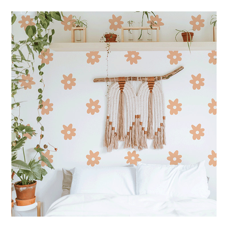 Feodor Plants & Flowers Non-Wall Damaging Wall Decal, Orange/White