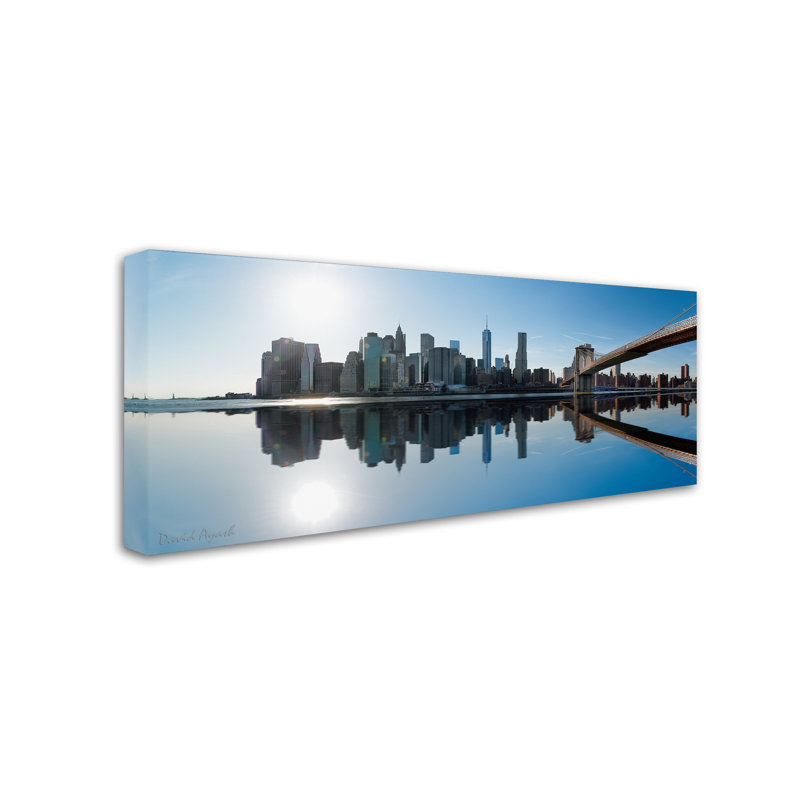 Panoramic New York Cityscape Canvas Print in Blue and Gray